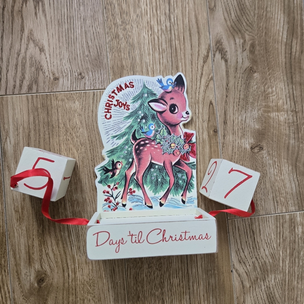 🎄Whimsical Deer, Christmas Countdown Wood Blocks Set. Primitives by Kathy
